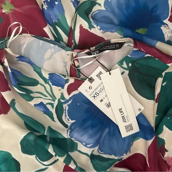 Zara NWT floral satin jumpsuit dress XS